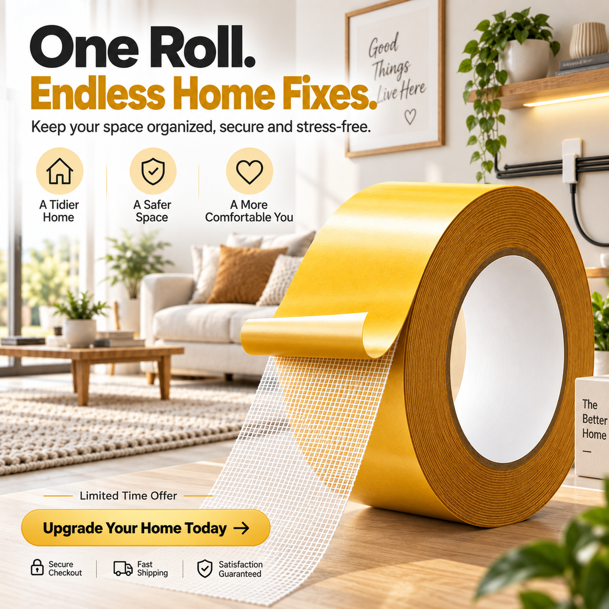 π₯ Heavy-Duty Double-Sided Grid Tape β Strong Hold, Easy Tear & Clean Removal