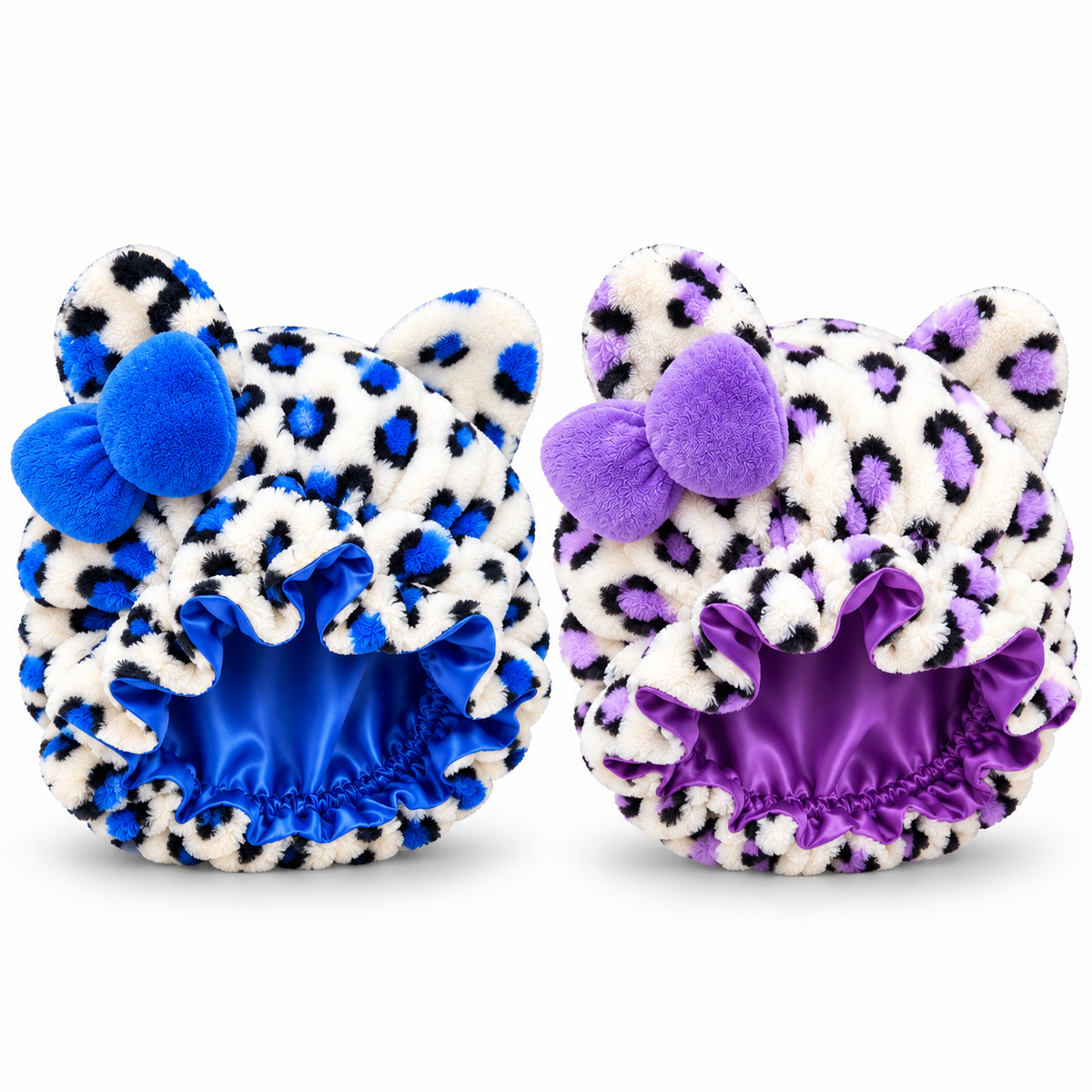 π Cute & Cozy Leopard Plush Satin-Lined Bonnet π | Adjustable Hair Sleep Cap β Best Gift for Her π