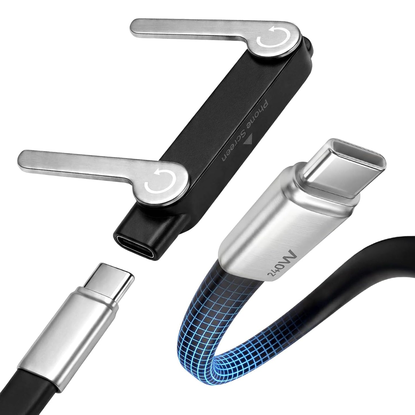 Fast-Charging Cable with Detatchable Stand | USB-C & Lightning