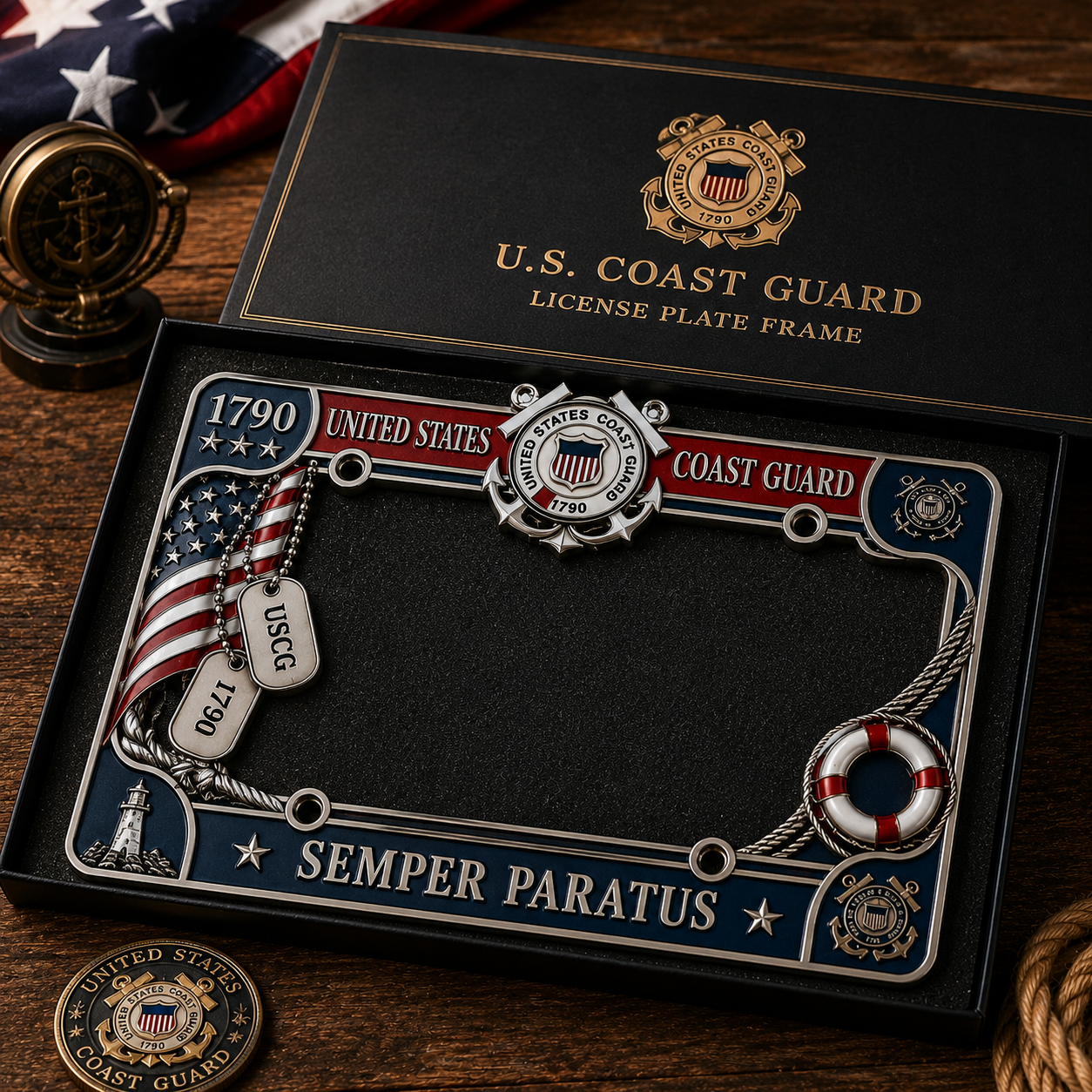 đ„ Last Day 49% OFF - U.S. Coast Guard âSemper Paratusâ License Plate Frame â