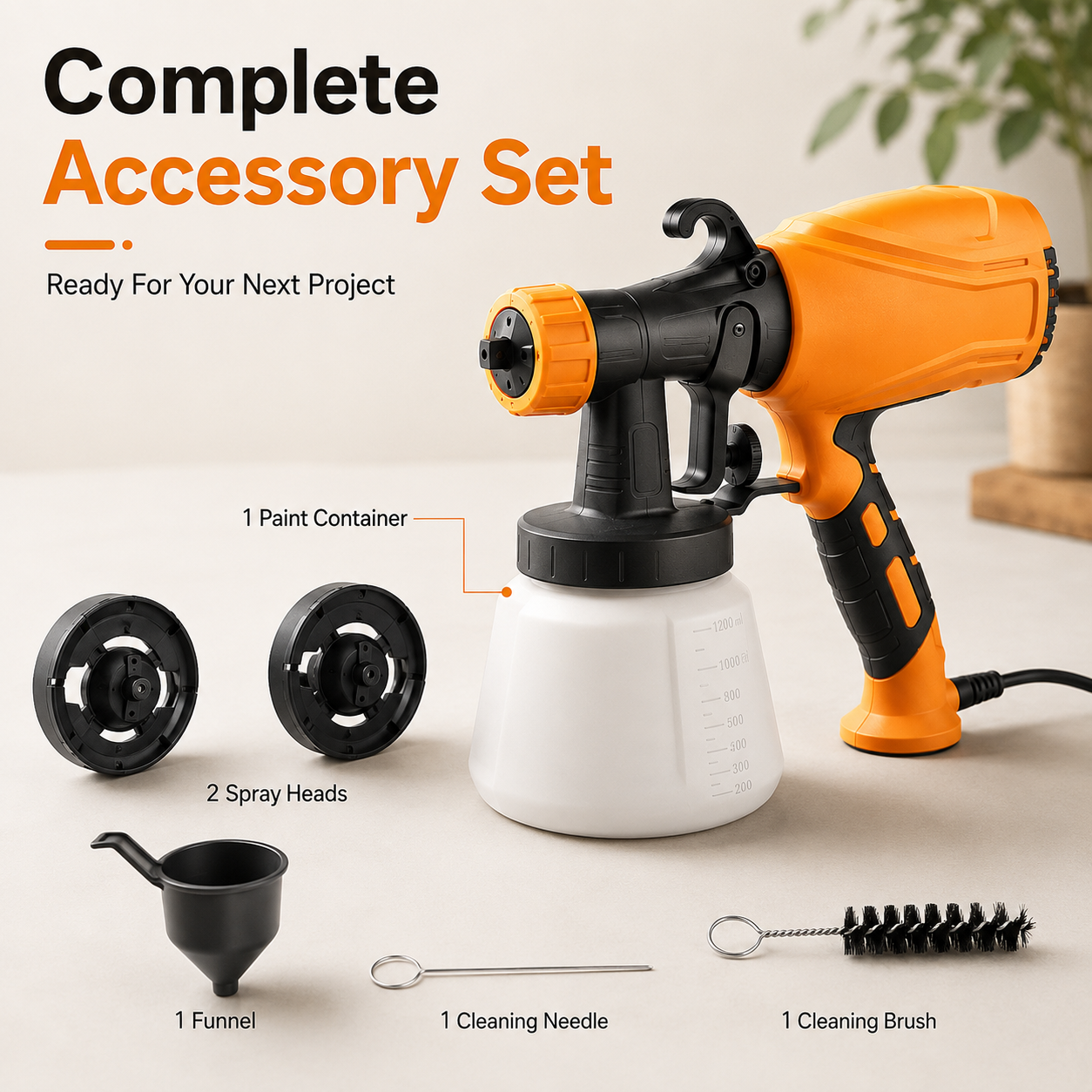 🚚 Free Shipping🎨 Fast & Even Painting! 700W Electric Paint Sprayer (1200ml) – No Brush Marks!