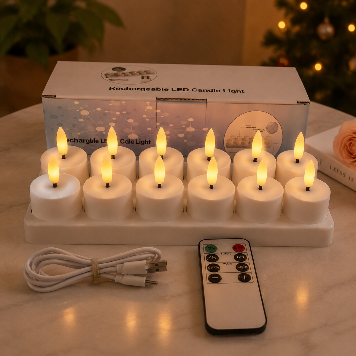 🕯️ Rechargeable Flameless LED Candles ✨ with Remote Control & 4H/8H Timer