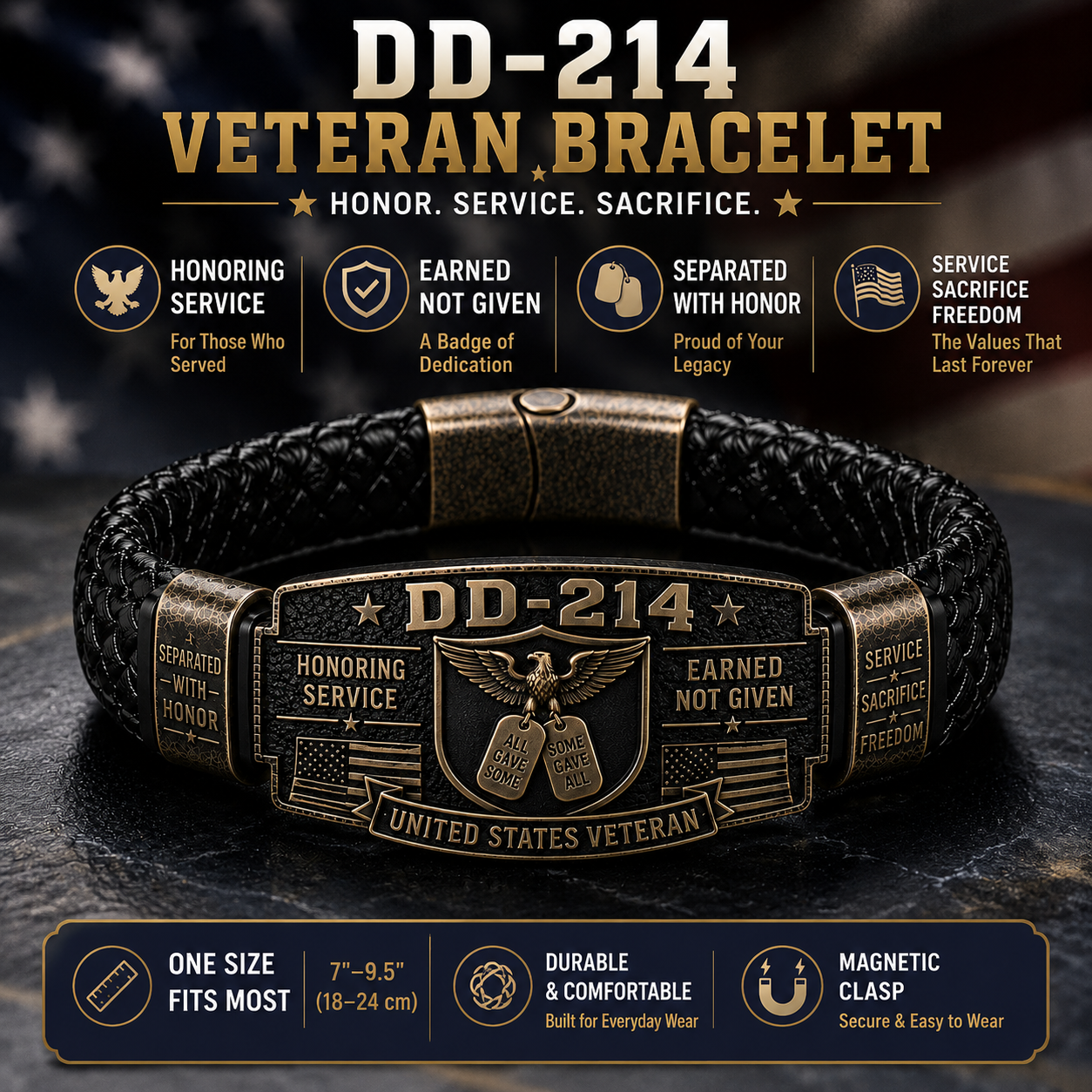 🔥LAST DAY 50% OFF🔥DD-214 Veteran Honor Bracelet - Made By VETERAN 'Rober Smith'