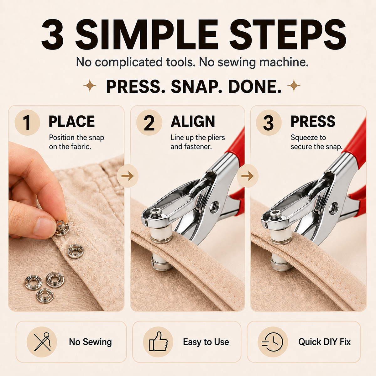 π§΅ No-Sew Snap Button Pliers Kit | Quick Clothing Repair & DIY