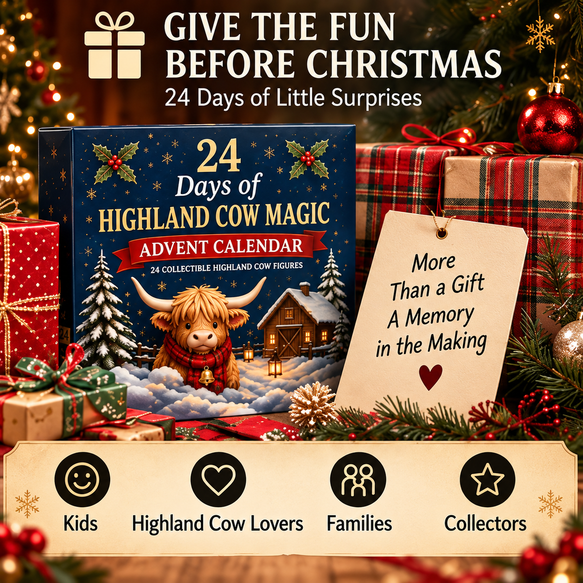 โณ Last Day 49% OFF โ๐ฎ24-Day Highland Cow Advent Calendar, Christmas Countdown Gift Box with Collectible