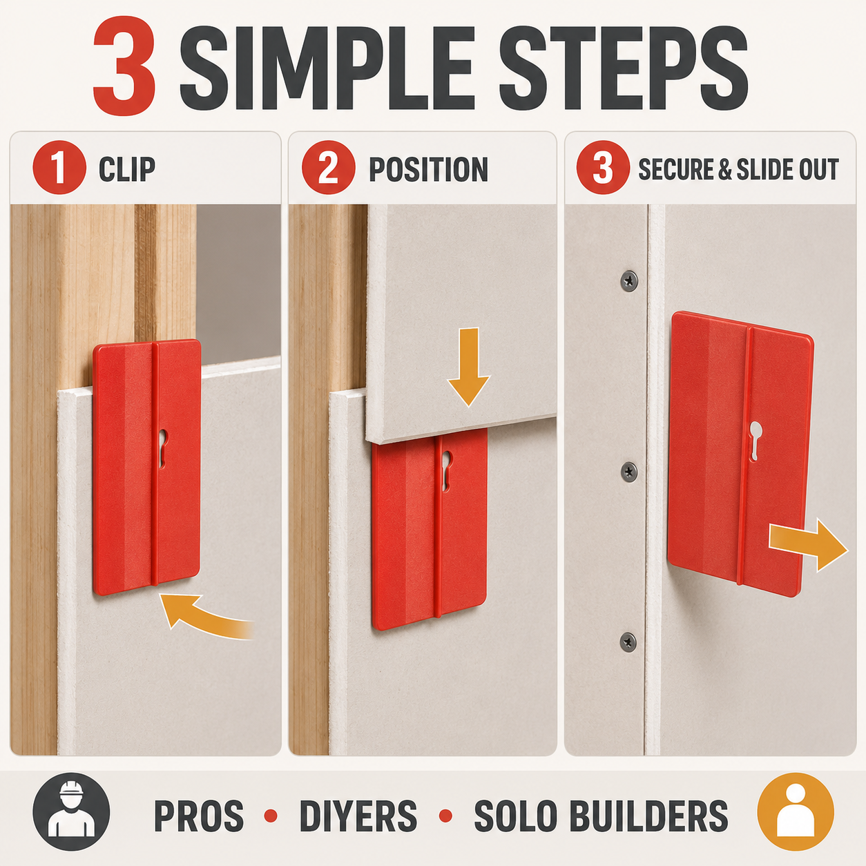 Drywall Fitting Tool for Solo Ceiling & Wall Installation
