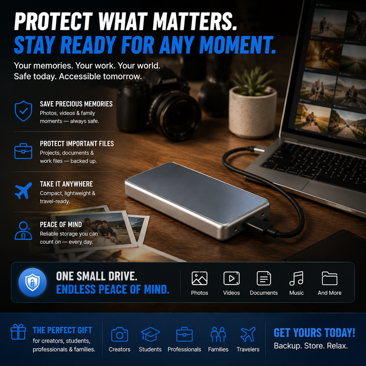 🔥 LAST DAY 49% OFF-Portable External SSD – Protect Your Photos, Videos & Important Files