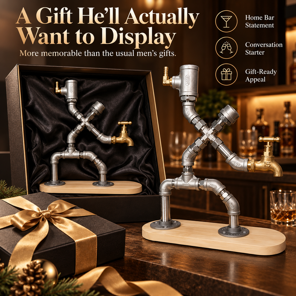 🔥Limited Time 50% OFF🔥 Premium Fencing-Inspired Beverage Dispenser – Elegant Brass Tap & Industrial Home Décor