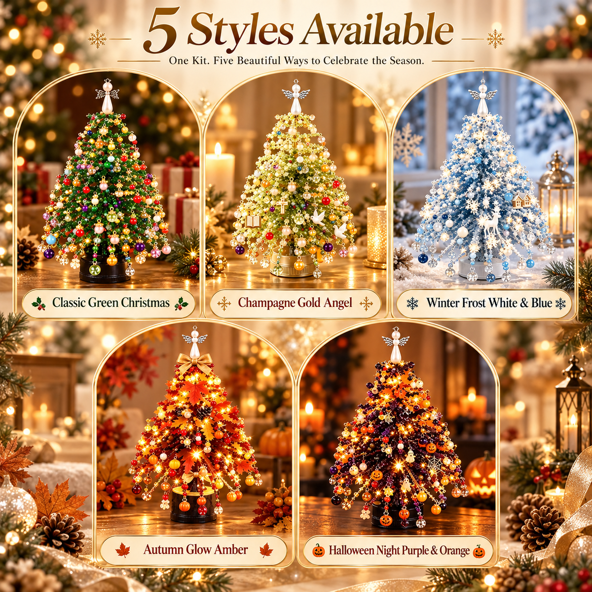🎄 Create Your Own Holiday Magic – DIY Beaded Christmas Tree Kit with Angel Topper✨