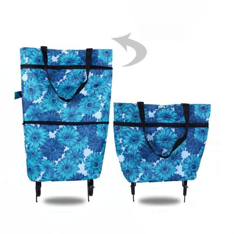 π 2-in-1 Foldable Shopping Cart | Shop, Carry & Roll with Ease
