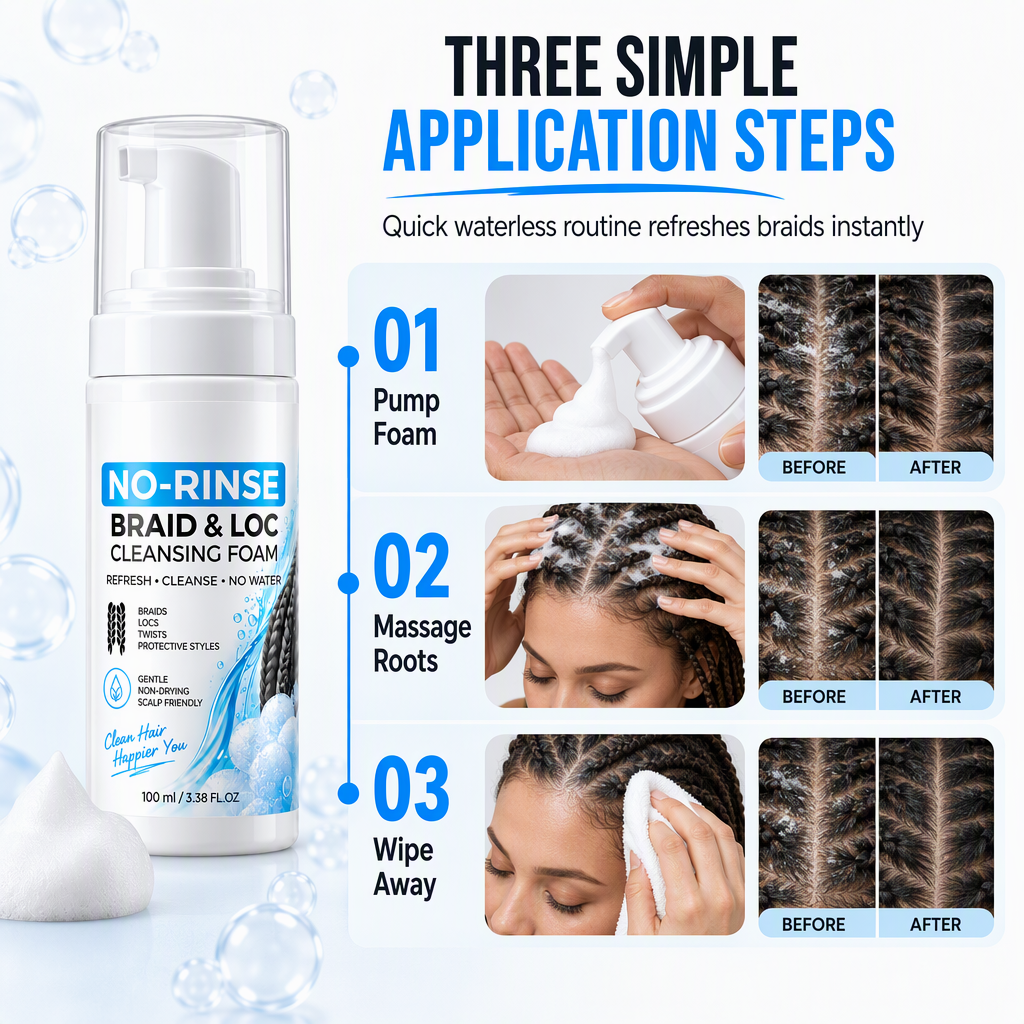 No-rinse cleansing foam for dreadlocks and braids⏳