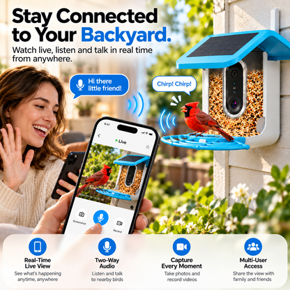 🔥Limited Time 50% OFF🦜Smart Bird Feeder - AI Bird Recognition, High-Definition Camera Monitor, Solar-Powered Pet Feeder