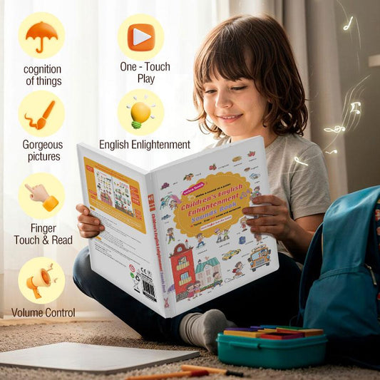 🎁Perfect for Toddlers🎁Interactive English Sound Book for Kids! Tap & Listen to 500+ Words in 18 Topics!