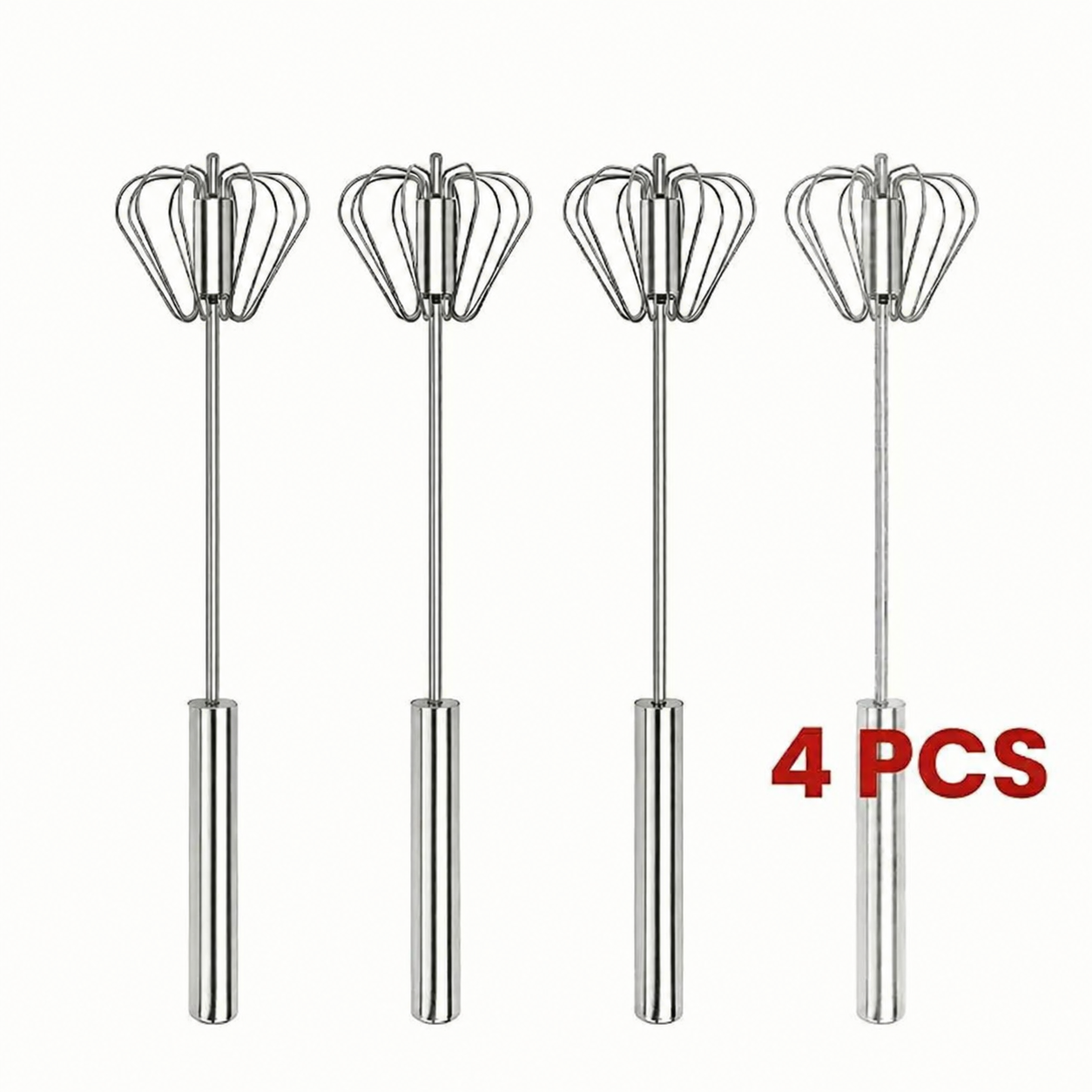 🥚☕Stainless Steel Hand-Push Rotary Whisk, Food-Grade Rust-Resistant Kitchen Utensil with Sturdy Riveted Construction.