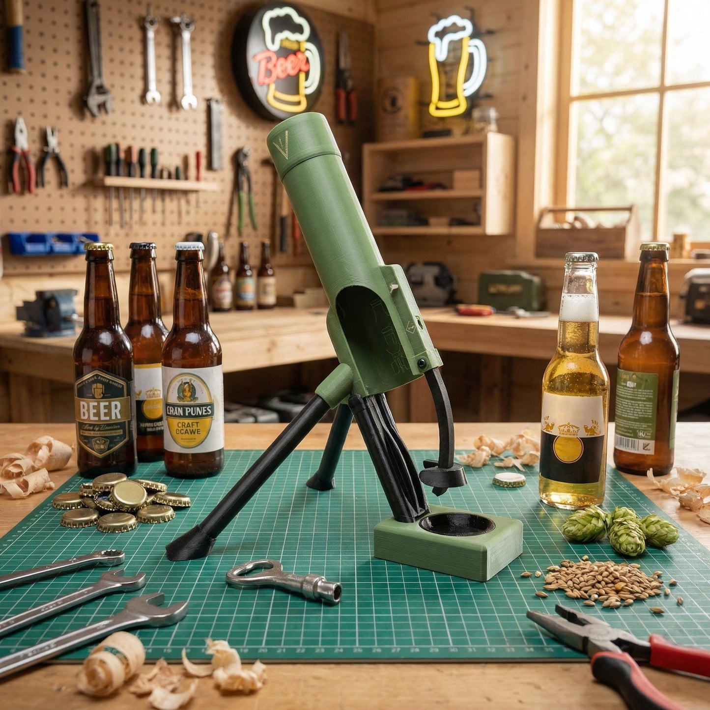 🚀 Beer Bottle Mortar Bottle Opener 🍻🔥Novelty Cap-Launching Desk & Bar Accessory