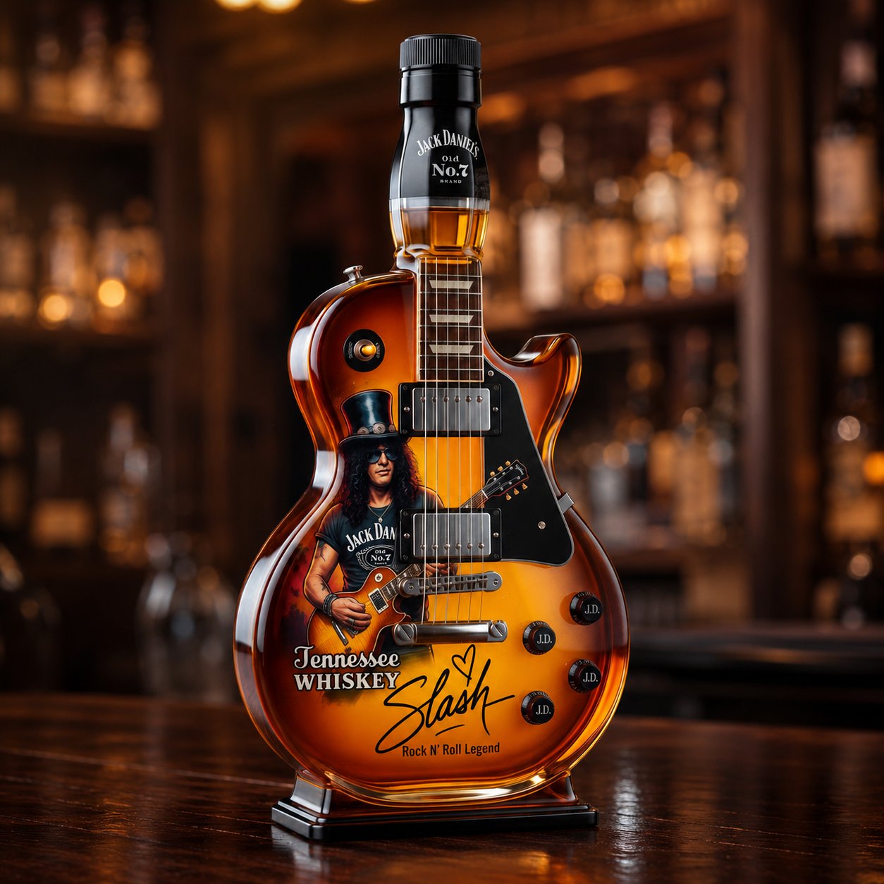 🎁 Father’s Day 49% OFF – 👨‍🎤🤘Appetite for Rock: Vintage Sunburst Guitar Figurine Spirit Bottle🎸✨