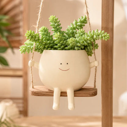 🍀Pokipot™ Happy Flowerpot,Cute Lazy Smile Character Planter Pot🪴