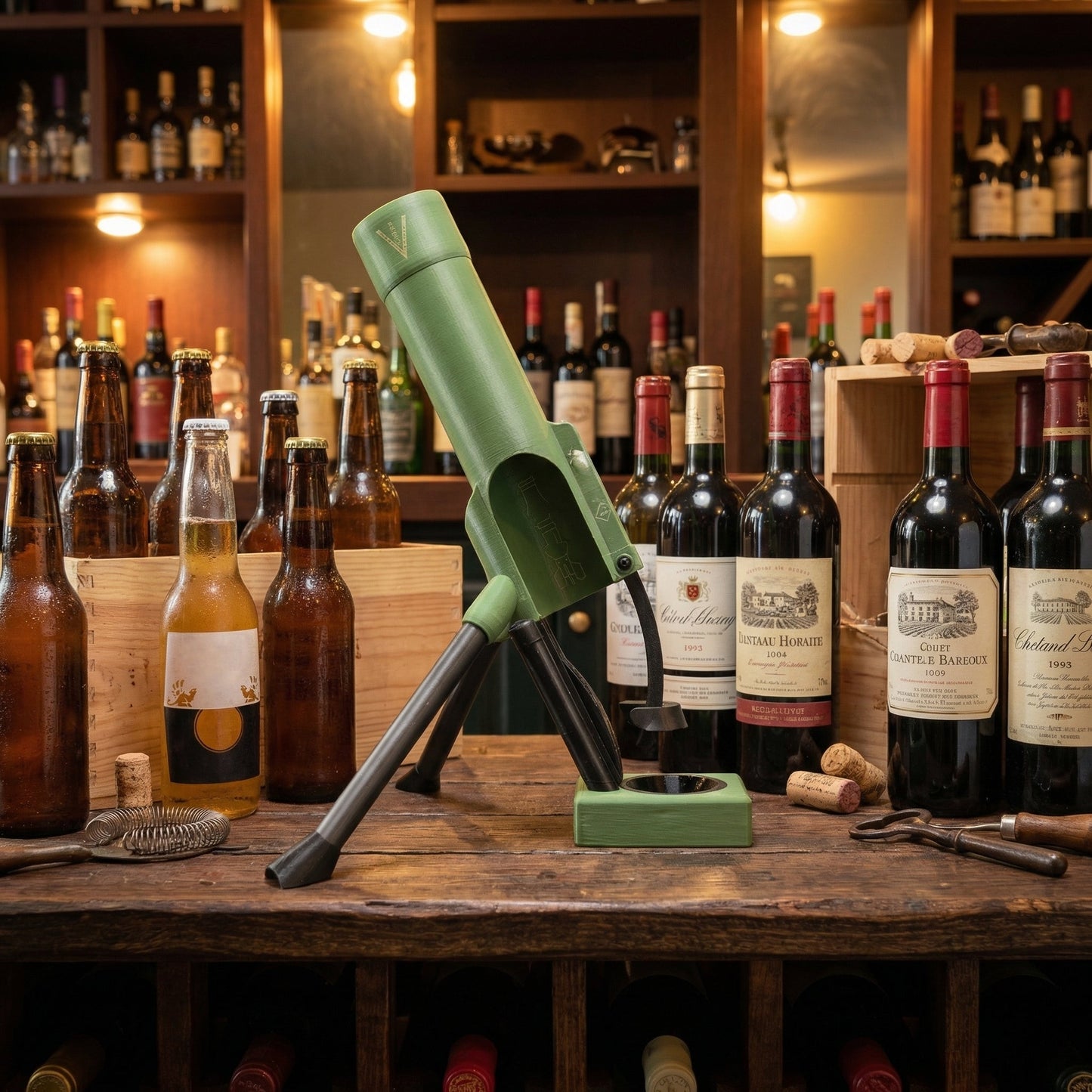 🚀 Beer Bottle Mortar Bottle Opener 🍻🔥Novelty Cap-Launching Desk & Bar Accessory