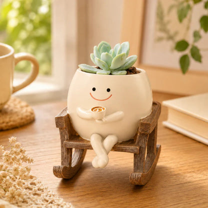 🍀Pokipot™ Happy Flowerpot,Cute Lazy Smile Character Planter Pot🪴