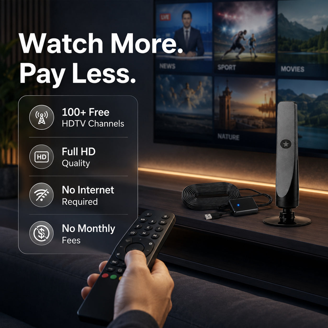 🔥Limited Time 50% OFF📺HD TV Antenna – No Subscription, Easy Setup