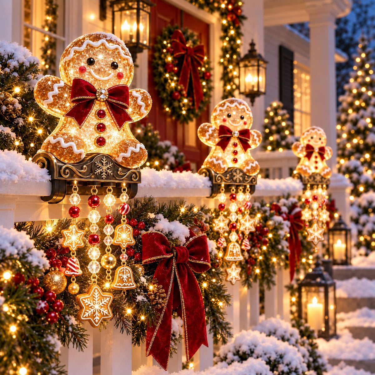 🔥Limited Time-50% OFF🎅 Christmas Porch Railing Lights✨ 4 Festive Characters, Bright & Cheerful