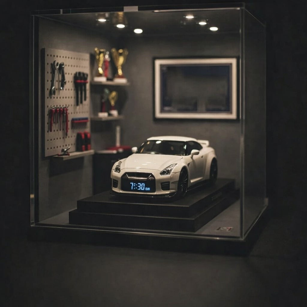 🏎️Hypercar Alarm Clock⏰GTR Sport Car Model Clock with Realistic Exhaust Flame, Smoke & LED Light Effects🔥