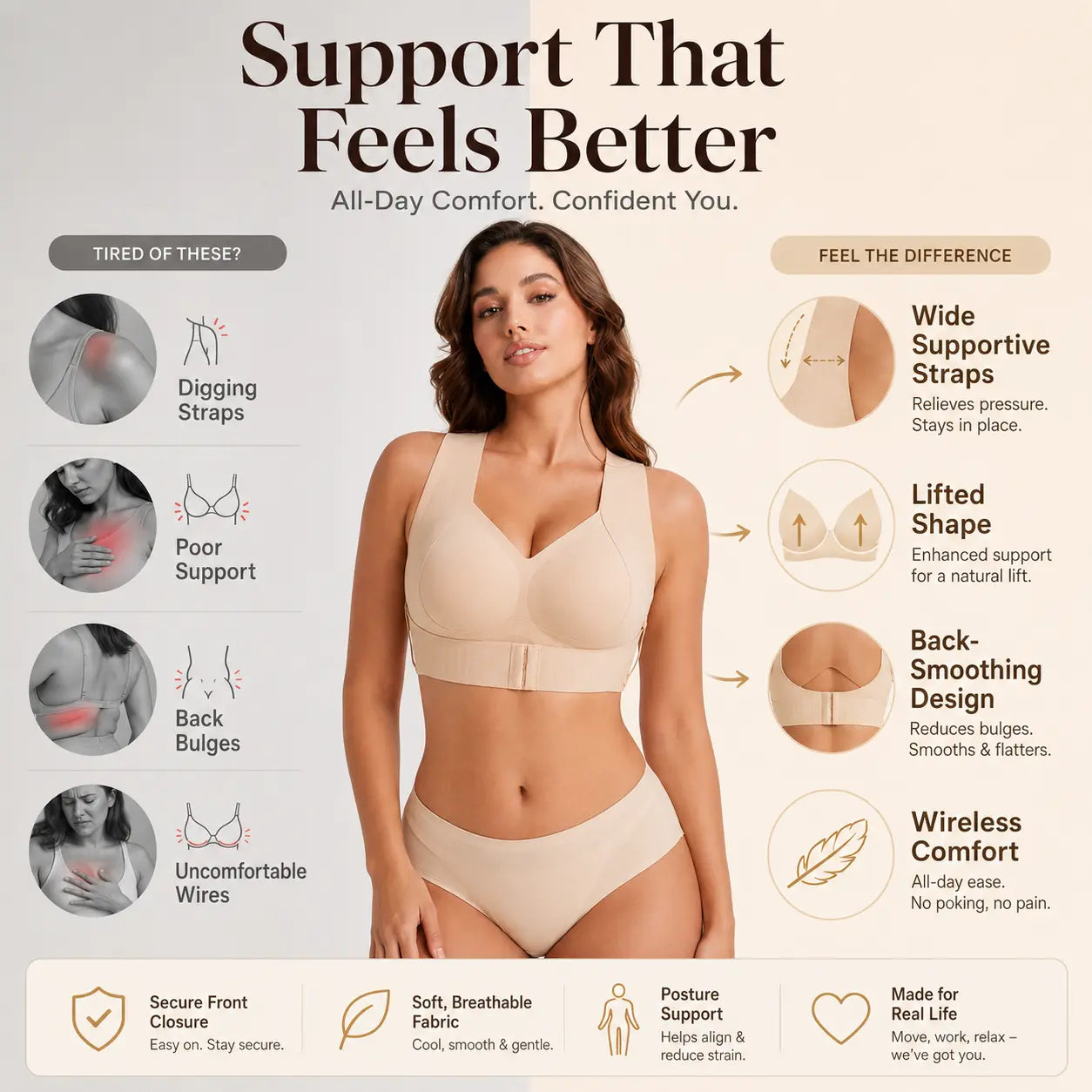 ✨ Premium Wireless Posture Corrector Bra | Front-Closure Shaping Bralette 🕊️