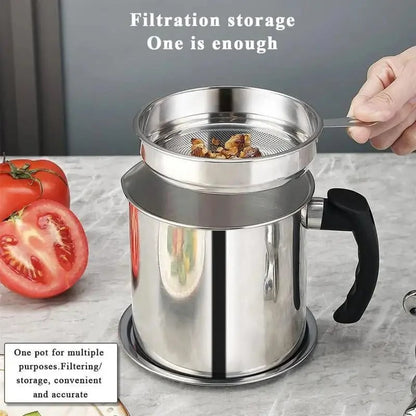 🔥Limited Time-49% OFF🔥 1 Count Modern Kitchen Oil Dispenser with Tray & Lid,Stainless Steel Oil Pot with Filter,Bacon Grease Container, Cooking Oil Can, Kitchenware, Utensils, Kitchen Gadgets