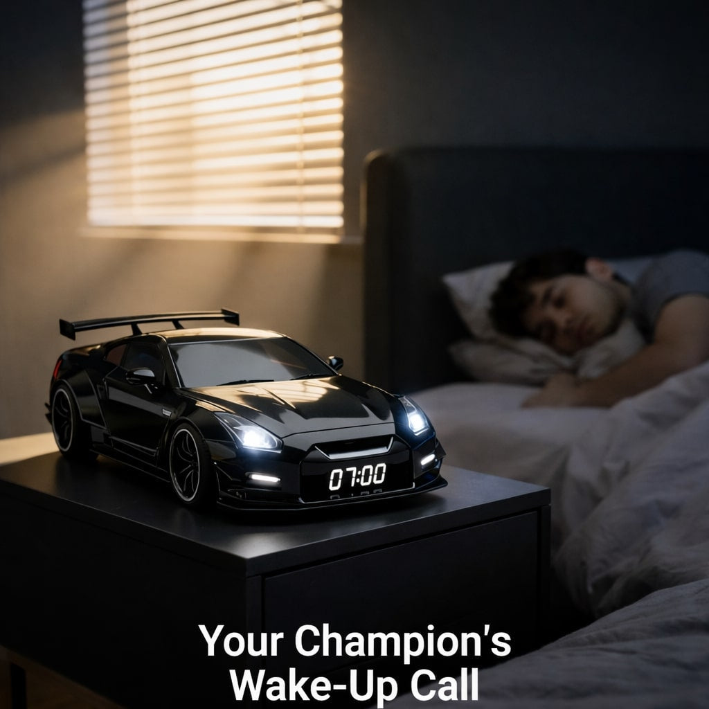 🏎️Hypercar Alarm Clock⏰GTR Sport Car Model Clock with Realistic Exhaust Flame, Smoke & LED Light Effects🔥