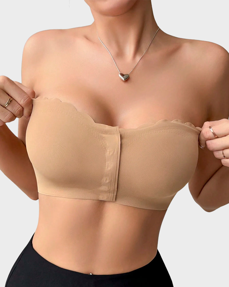 Strapless Front Closure Leopard Print Bra