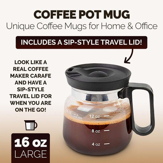 🔥LAST DAY 55% OFF - Original 16oz Miniature Coffee Pot Mug - Funny Glass Carafe Coffee Cup