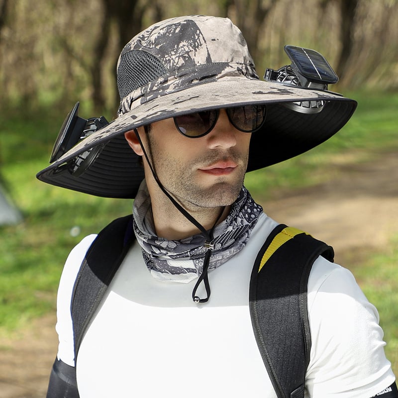 🔥Last Day Sale 49% -Wide Brim Solar Fan Outdoor Fishing Hat-Solar & USB Charging