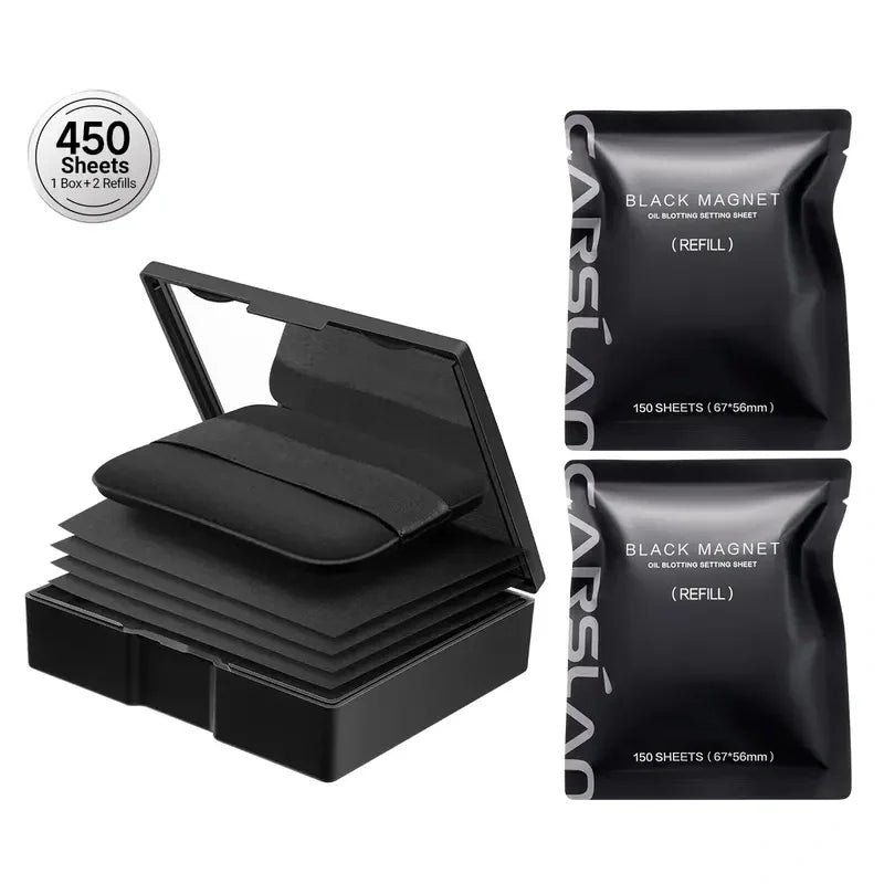 Black Magnet Oil Blotting Setting Sheet - 2 in 1