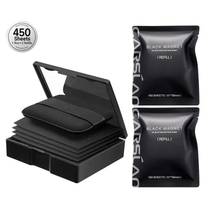 Black Magnet Oil Blotting Setting Sheet - 2 in 1