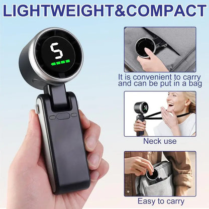 Portable Handheld Turbo Fan🍃❄️, 5 Gear Wind, 3 IN 1 Hand Fan Rechargeable