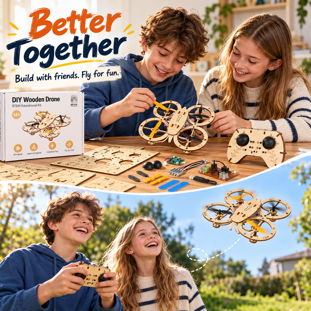 🔥Limited Time-50% OFF🚁DIY Wooden RC Quadcopter Kit – Build Your Own Flying Adventure