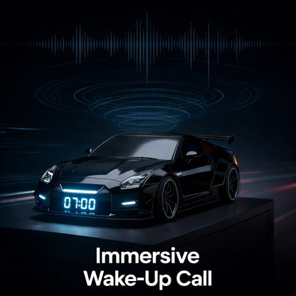🏎️Hypercar Alarm Clock⏰GTR Sport Car Model Clock with Realistic Exhaust Flame, Smoke & LED Light Effects🔥