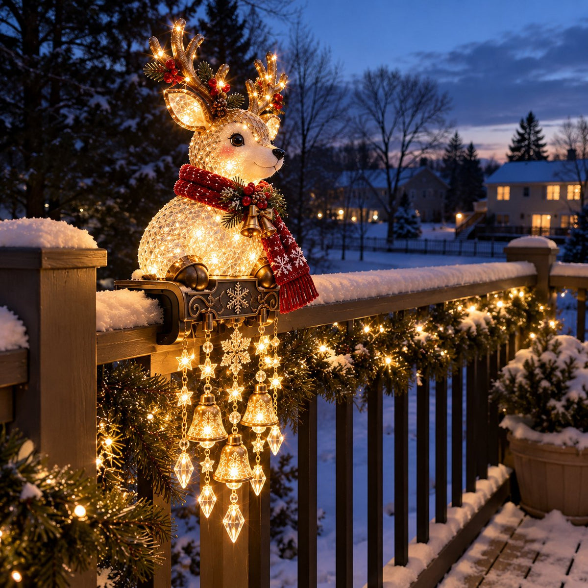 🔥Limited Time-50% OFF🎅 Christmas Porch Railing Lights✨ 4 Festive Characters, Bright & Cheerful