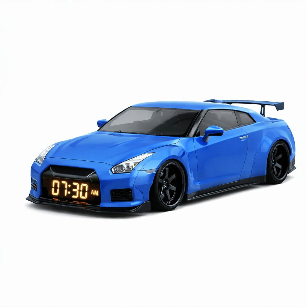 🏎️Hypercar Alarm Clock⏰GTR Sport Car Model Clock with Realistic Exhaust Flame, Smoke & LED Light Effects🔥