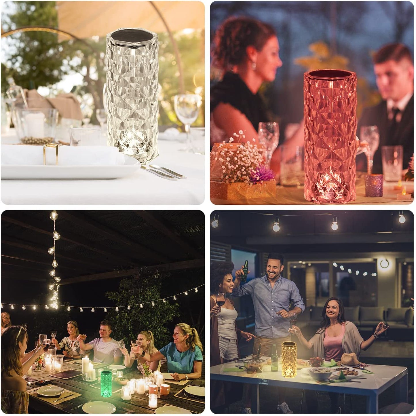 🔥Low Price Promotion💥16 Colors Rose Rays Rechargeable  Crystal Diamond Table Lamp With Touch Control