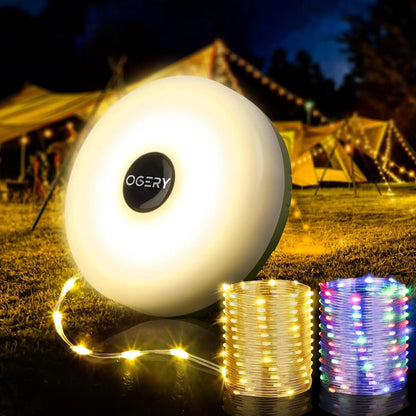 2-in-1 Retractable Solar Camping String Lights | 49Ft Waterproof Lantern