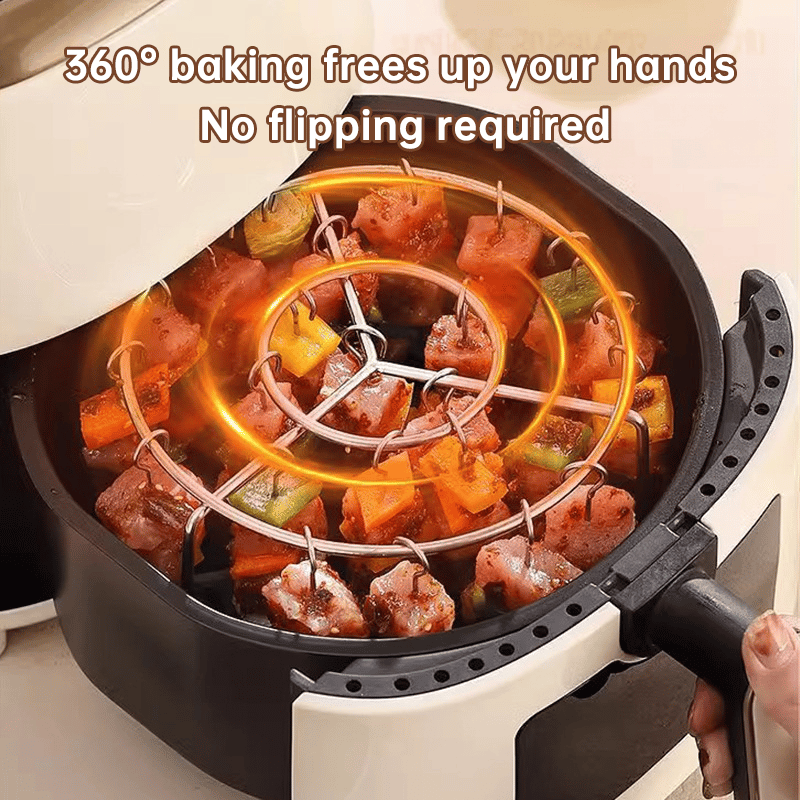 🔥 49% OFF Today | 2-Pack Air Fryer Kebab Rack – 304 Stainless Steel Skewer Grill Stand 🍢