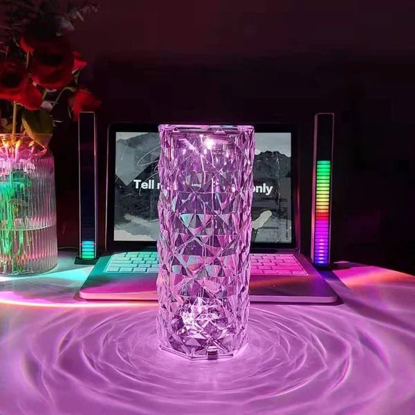 🔥Low Price Promotion💥16 Colors Rose Rays Rechargeable  Crystal Diamond Table Lamp With Touch Control