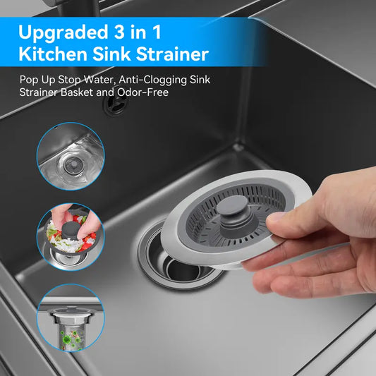 🎁 LAST DAY: 50% OFF! 🚰3-in-1 Sink Plug: No More Clogs & Odors (Premium 304 Steel) ✨