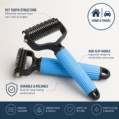 VeroGroom™ 2-in-1 Pet Undercoat Rake | Professional Double-Sided Dematting & Deshedding Tool for Dogs ✨🐕