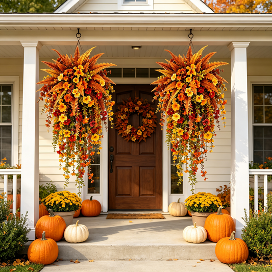 🍁Artificial Fern for Autumn Outdoor Decor– Autumn Porch & Door Decoration🍂