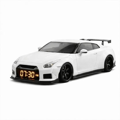 🏎️Hypercar Alarm Clock⏰GTR Sport Car Model Clock with Realistic Exhaust Flame, Smoke & LED Light Effects🔥