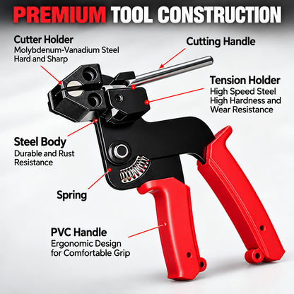 🔧 Stainless Steel Cable Tie Gun 💪 304 Metal Zip Ties Tensioning Tool