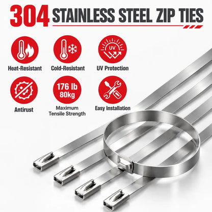 🔧 Stainless Steel Cable Tie Gun 💪 304 Metal Zip Ties Tensioning Tool