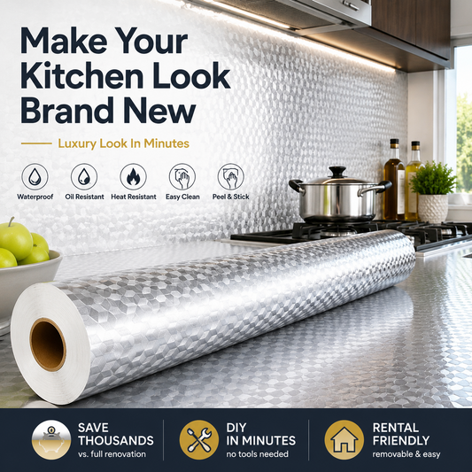 Peel & Stick Aluminum Foil Kitchen Liner | Oil-Proof